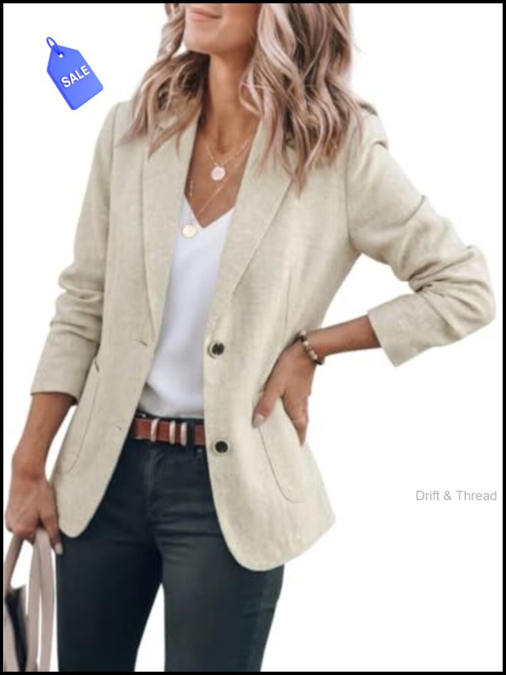 Cotton Linen Blazer Womens Long Sleeve Loose Casual